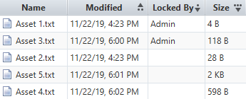 A screen shot of the assets in the folder.