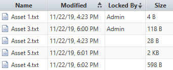 A screen shot of the assets in the folder.