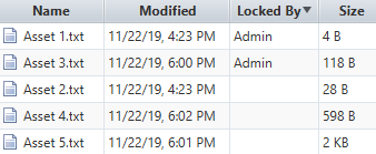 A screen shot of the assets in the folder.